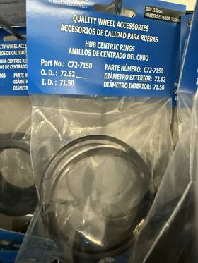 72-7150 Accessories Plus 4 Pc Set 72.62 Mm To 71.50 Hub Centric Rings