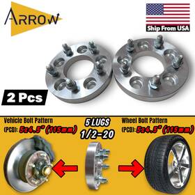 5450-5450aw1 Arrow 2pc Spacer Adapter 1 Inch Thick 5x4.5 Hub To Wheel 74mm C.b For 1/2-20 Studs