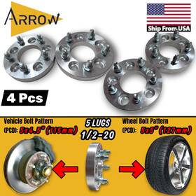5450-5500bw1 Arrow 4pcs 5x4.5 114.3mm To 5x5 127 Mm Wheel Adapter 1.25 Inch Thick 5lug 1/2-20