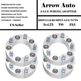 5475-5500b-4 Arrow 5475-5500b-4. 4pcs Wheel Adapters 5x4.75 To 5x5 1.25 Inch Thick-1/2-20 Studs Fit Chevrolet/gmc 5475-5500b-4 Arrow 5475-5500b-4. 4pcs Wheel Adapters 5x4.75 To 5x5 1.25 Inch Thick-1/2-20 Studs Fit Chevrolet/gmc