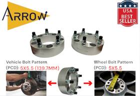 5550-5550e Arrow 2pc 2 Inch 5x5.5 To Wheel Spacers 14x1.5 For 12-18 Ram 1500