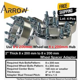 8200-8200e Arrow 2pcs 2 Inch Thick 8x200mm Wheel Spacer Adapter Fit 2005-2007 F350 Super Duty Dually