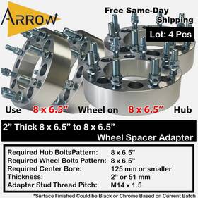 8650-8650e Arrow 4pcs 2 Inch Thick 8x6.5 8x165.1mm Wheel Adapter Spacer Fit Ram2500/ram3500 H2 And Nv