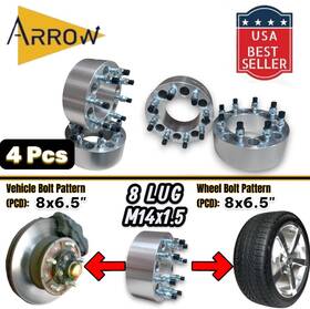 8650-8650i Arrow 4 Pcs Wheel Spacer 3 Inch Thick 8x6.5 Fit Chevrolet 8-lug M14x1.5 Studs Trucks