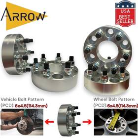 Hc645b125 Arrow 4 Spacer 6x114.3mm M12x1.25 Thread Pitch 1.5 Inch Thick Fit Ford/lincoln/nissan