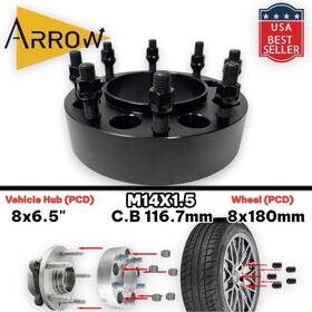 Hc8650-8180e Arrow Hub Centric Wheel Adapter Spacer 2 Inch 8x6.5 To 8x180 Fit Chevrolet Gmc 2500/3500