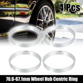 Automall Tech 746453195473 70.6mm Od To 67.1mm Id Universal Car Hub Centric Rings Silver Tone - Pack Of 4
