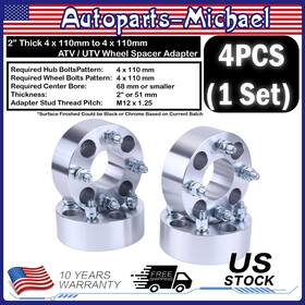 4110-4110e Autoparts-michael 4x 2 Inch Thick 4/110 Atv Utv Wheel Spacer Adapter 2019-2024 Cfmoto Uforce 1000