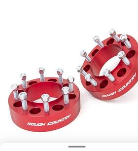 Whl-2201-3 Ballistic Fabrication Rough Country 2 Inch Wheel Spacers 6x5.5 Red Aluminum Pair With Studs And Nuts