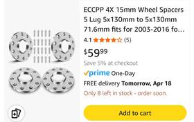 802137-5lug Eccpp 4x 15mm Wheel Spacers 5 Lug 5x130mm To 71.6mm