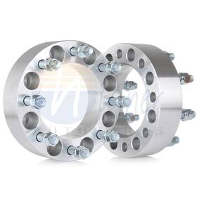 10056605 Higher-autoparts 2pcs 2 Inch Thick 8x6.5 14x1.5 Studs Silver Wheel Spacers For 2003-2010 Hummer H2