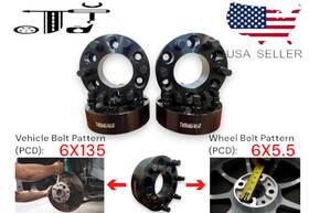 6135-6550e J&j 4pcs 2 Inch Thick 6x135 To 6x5.5 Wheel Adapter Spacer Chevy On Ford