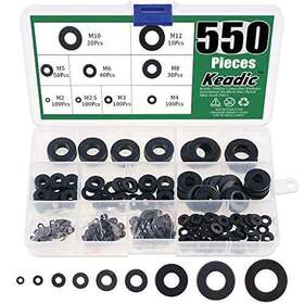 Keadic 787414916249 550pcs Flat Washers Assortment Kit Black Plated Alloy Steel 9 Sizes -