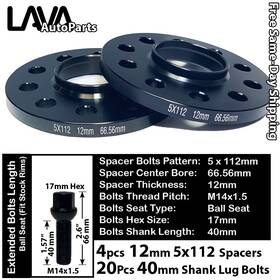 76767 Lava-auto 4pc 12mm Thick 5x112 66.5mm C.b Wheel Spacer 20bolts Fit Audi/macan Stock