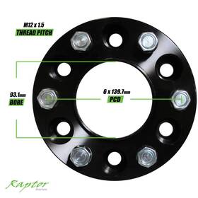 130113-443200 Raptor Series 2 Inch Black Anodized Aluminum Wheel Spacers 6x139.7 6x5.5ft Lug Pattern