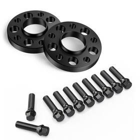 15mm-5112-66.6-bk-40cs-bbolt Stancemagic 2pc 15mm Black Hubcentric Wheel Spacers 5x112 66.6 10pc 14x1.5 Cone Seat Bolts