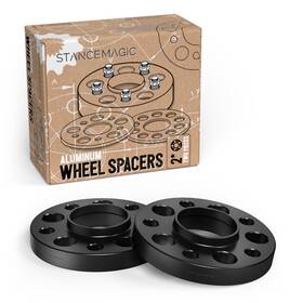 Pe-15mm-5112-66.6-bk-sdw Stancemagic 2pc 15mm Black Hubcentric 5x112 Wheel Spacers With Lip For 66.6mm Audi Vehicles