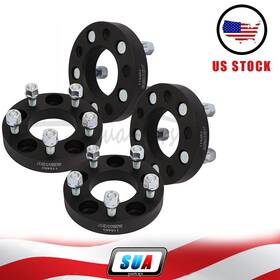 S4819599 Sua4cars 4pc 1 Inch 25mm Black Wheel Spacers 5x114.3 12x1.5 Studs For 2001-2010 Ford Escape