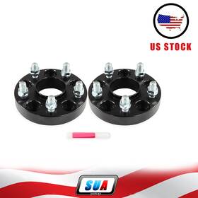 Sua4cars Sua128896001 2x 1 Inch / 25mm Thick 5x4.5 To Wheel Spacers Hubcentric 14x1.5 Studs Black