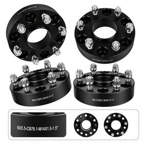 Vypart 6x5.5-1.5in-m14 1.5 78.1mm-4 1.5 Inch 6x5.5 Wheel Spacers 4pcs M14x1.5 Hub Centric 78.1mm For Chevy Gmc Cadillac