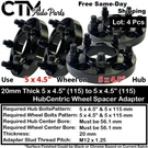 4X 20MM 5X4.5" 56.1MM C.b Hubcentric Wheel Adapter Spacer Fit Subaru Wrx Outback. Fixed Price $101.19.