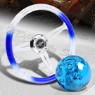 W-power 350MM Blue/clear Vip Crystal Bubble 3-SPOKE Steering Wheel+shifter Knob. Fixed Price $87.99.