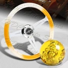 W-power 350MM Yellow/clear Vip Crystal Bubble 3-SPOKE Steering Wheel+shift Knob. Fixed Price $87.99.