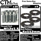 4X 10MM Thick 5X112 66.56MM Cb Wheel Spacer W/o Hub Lip M12 Chrome Bolt Mercedes. Fixed Price $96.13.