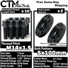 2X 20MM Thick 5X100 57.1MM C.b Wheel Spacer Black 14X1.5 Bolt Volkswagen Audi. Fixed Price $70.83.