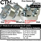 4X 2" Thick 5X5"(5X127MM) 78MM Bore Wheel Spacer Adapter 1/2-20 Stud Jeep & More. Fixed Price $106.25.