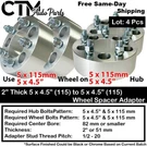 4X 2" Thick 5X4.5(5X115) 82MM Cb Wheel Spacer Adapter Fit Toyota Lexus Mitsubish. Fixed Price $110.20.