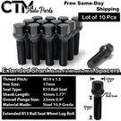 10X Black 14X1.5 Ball Seat Extend Lug Bolts 45MM Shank Fit 15MM-20MM Spacer Rim. Fixed Price $26.39.